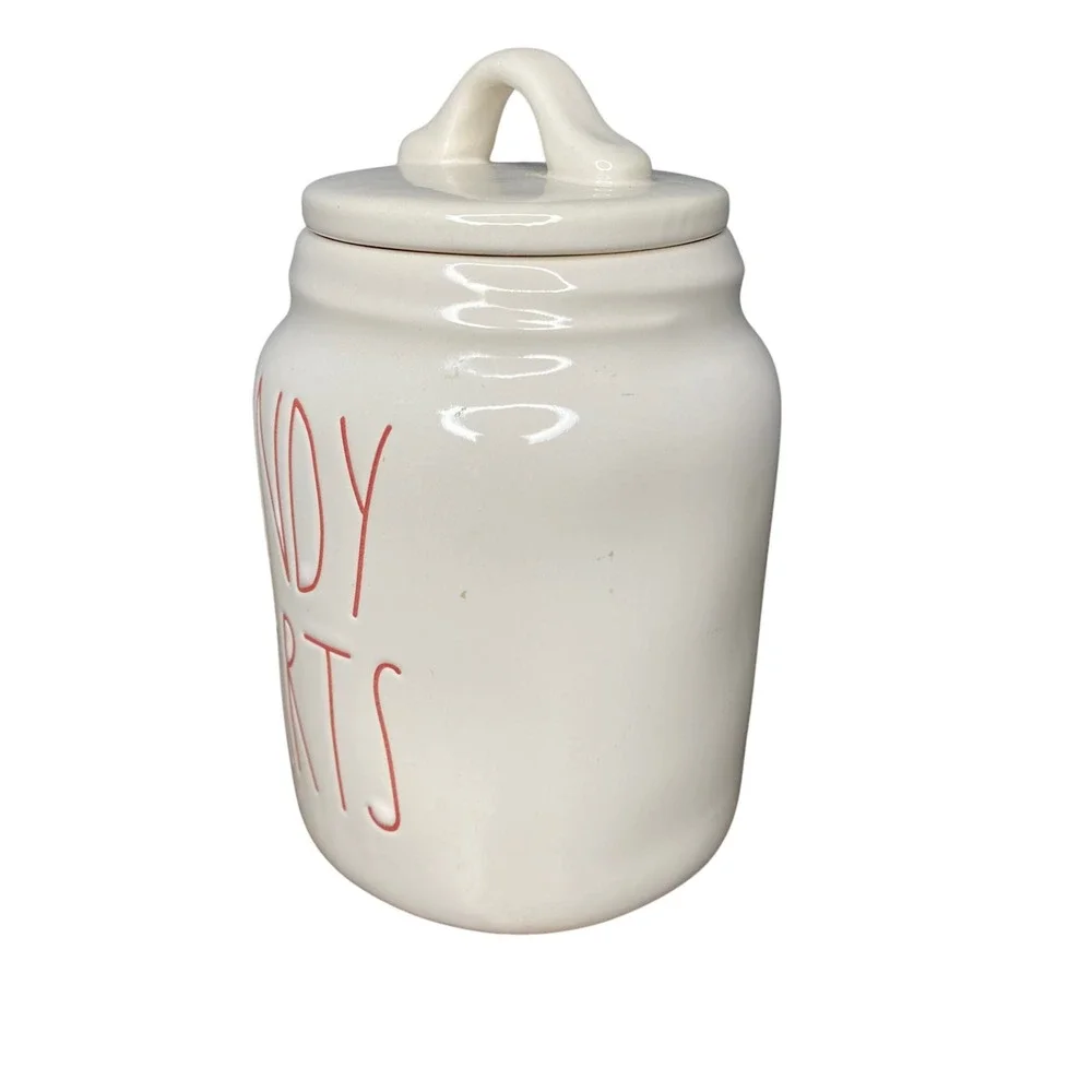Rae Dunn‎ Candy Hearts Ceramic Jar with Lid Valentine's Day Kitchen Decor